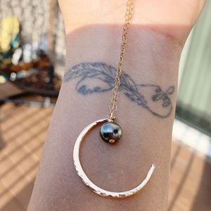 Beautiful handcrafted crescent gold moon necklace